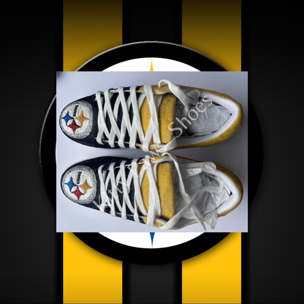 Men’s Steelers Black/Yellow Custom Football Sneakers US 9.5